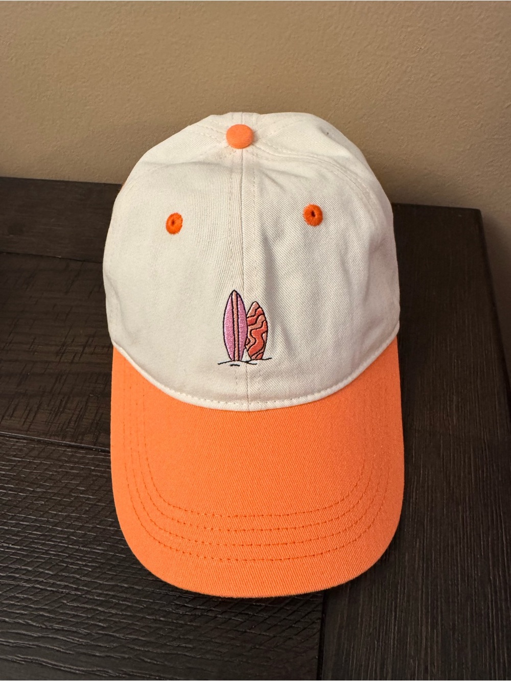 Beachly Frazier Sterling White and Orange Surf Embroidered Baseball Cap